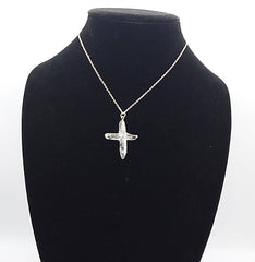 Clear Quartz Crystal Cross 4 Points necklace apx. 1.5" with Goldtone Chain