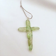 Quartz Titanium Green Cross Christmas Ornament