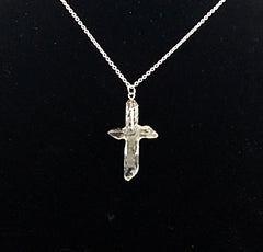 Clear Quartz Crystal Cross 4 Points necklace apx. 2" with Silvertone Chain