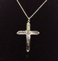 Clear Quartz Crystal Cross 4 Points necklace apx. 2" with Goldtone Chain
