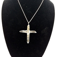 Clear Quartz Crystal Cross 4 Points necklace apx. 2.5" with Goldtone Chain