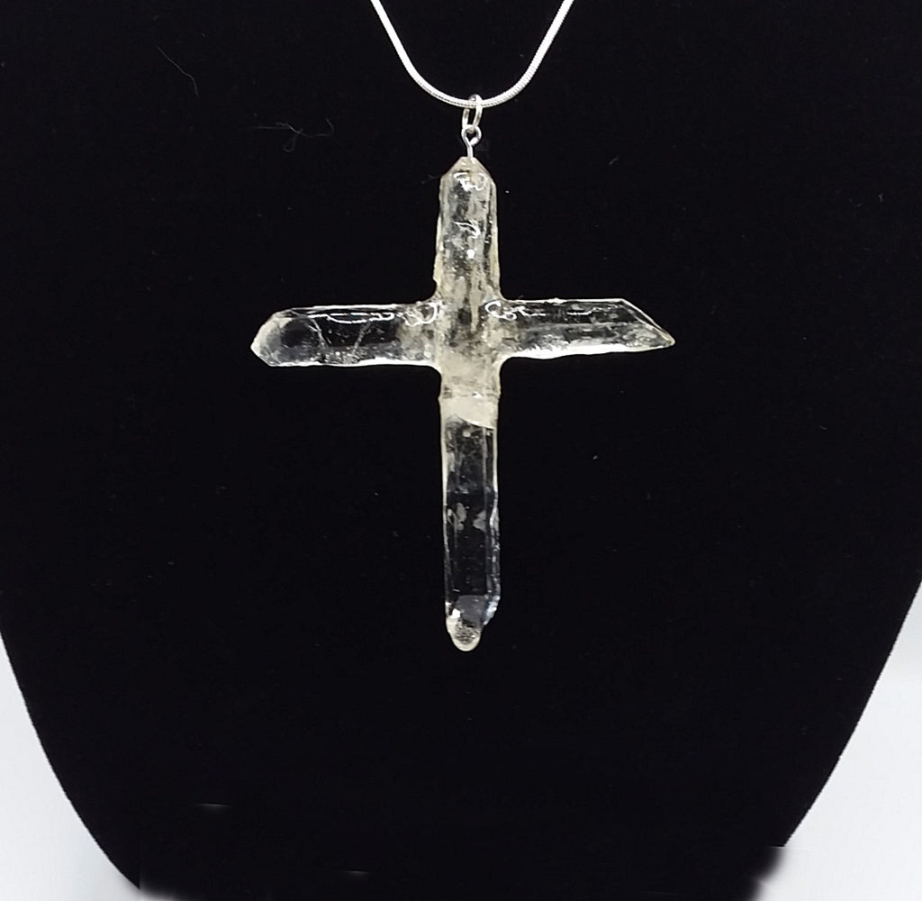 Clear Quartz Crystal Cross necklace 3