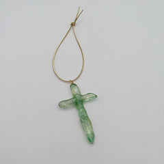 Quartz Titanium Green Cross Christmas Ornament