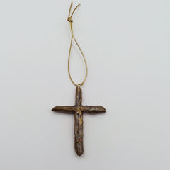 Quartz Titanium Gold Cross Christmas Ornament